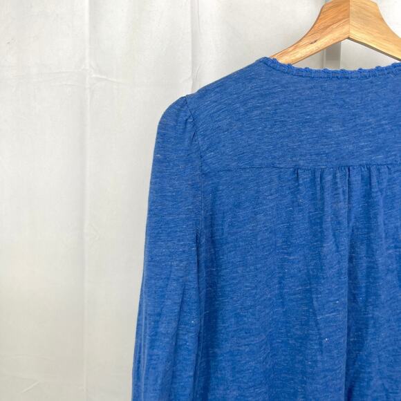 J. MCLAUGHLIN Tassel Tie V Neck Pullover Top Linen Knit Blue Size XS - Picture 7 of 9